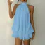 PYCOU Halter Neck Tie Dress, Halter Tie Backless Mini Dress, Y2K Vải Voan Không Tay Màu Trơn Mùa Hè Ruffle Dress Mặc Kỳ Nghỉ