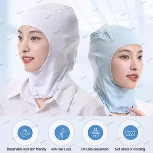 Mũ làm việc PYCOU, Mũ chống bụi màu trơn thoáng khí, Xưởng Balaclava đàn hồi bảo vệ cổ