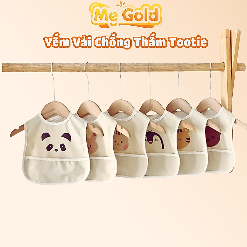 Yếm vải ăn dặm có máng Tootie dành cho bé 6 tháng ăn dặm, Yếm vải có máng hứng chống thấm Tootie cho bé ăn dặm