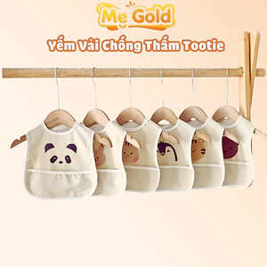 Yếm vải ăn dặm có máng Tootie dành cho bé 6 tháng ăn dặm, Yếm vải có máng hứng chống thấm Tootie cho bé ăn dặm