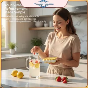 POWER Easy Release Khay đá 9 ngăn có nắp kín khí để làm đá Qui trong tủ đông để uống nước.