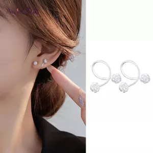 AqToCna 2 Chiếc Tinh Tế Zircon Hạt Bông Tai Dành Cho Nữ Cô Gái Hợp Thời Trang Tối Giản Xuyên Vít Bóng Bông Tai Phụ Kiện Trang Sức Quà Tặng AqToCna