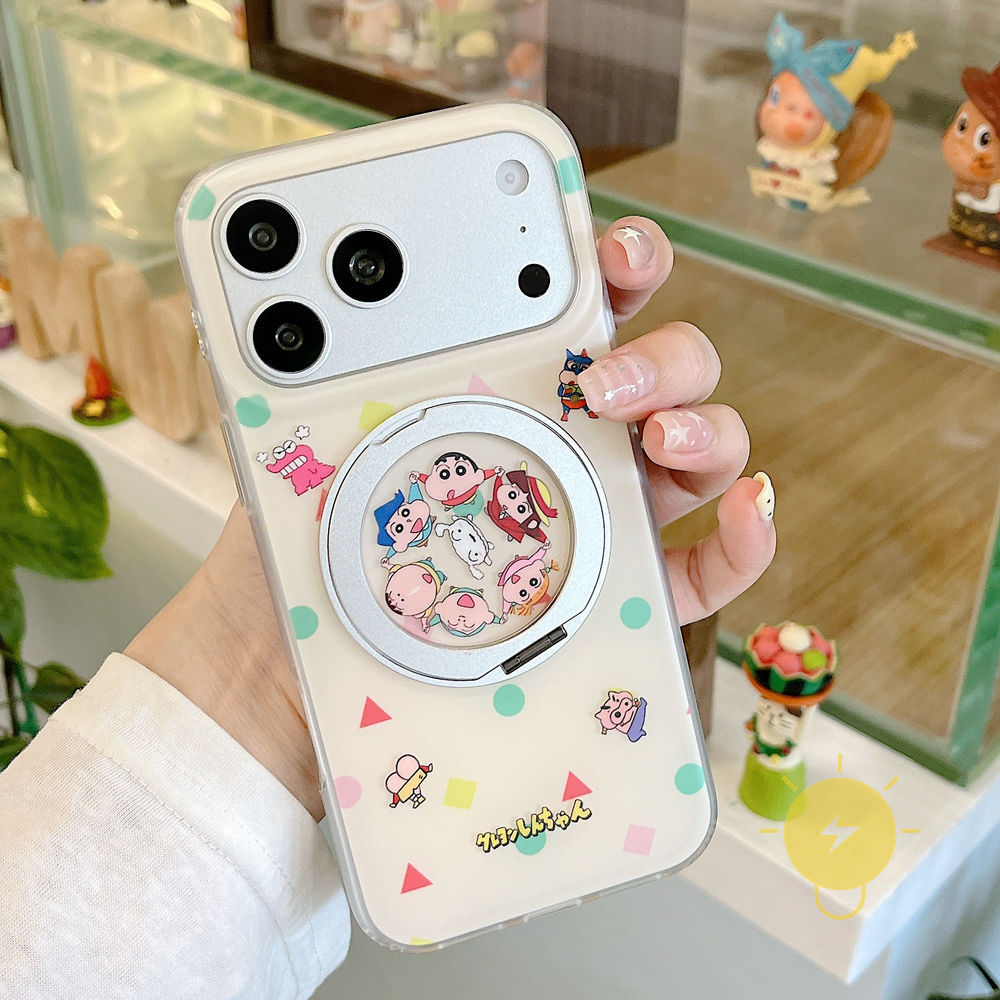 Phone Case For iPhone 17 Pro Max 16 15 with Griptok TPU Crayon Xiao Xin Rotate with Griptok Aesthetic Korean Cute