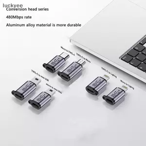 Luckyew 1 USB-C sang Micro USB Mini USB Adapter Type-C Nữ Sang Micro USB Nam Chuyển Đổi Cho Điện Thoại Máy Tính Bảng Camera Sạc Adapter TQ