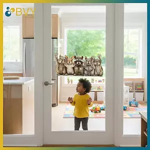 BVY Dễ Thương Động Vật Rừng Cửa Sổ Stiers Sóc & Gấu Trúc Vẫy Kính Nghệ Thuật Đề Can Cho Gia Đình Phòng Khách Phòng Ngủ.