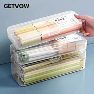 Hộp Bảo Quản GETVOW, Hộp Văn Phòng Phẩm Dung Tích Lớn Trong Suốt, Hộp Bút Đa Năng Bằng Nhựa Đơn Giản Sinh Viên