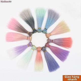 [Chất lượng cao] Tóc búp bê THEHOMECO, Màu Gradient DIY Bjd Tóc giả, Quà tặng đồ chơi trẻ em đầy màu sắc 15 * 100CM hợp thời trang cho 1 / 4 1 / 6 1 / 8 Bjd