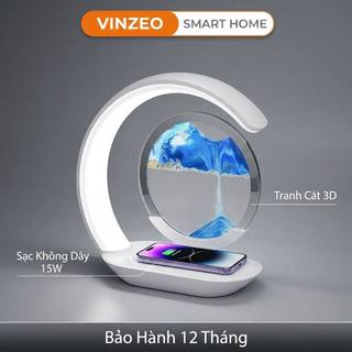 [Bảo Hành 1 Đổi 1] [VINZEO] Đèn Ngủ Tranh Cát Chảy 3D - Sạc Không Dây Thông Minh, Quà Tặng Sang Trọng, Decor Phòng Ngủ