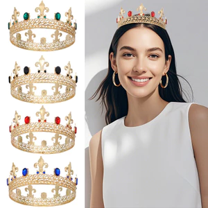 Vương Miện Kim Loại Nam Nữ Hoàng Phụ Kiện Tóc Đầu Vương Miện Hiệu Suất Mũ Unisex Hoàng Tử Thái