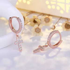 Xuyên Biên Giới Bán Chạy Cross Zircon Bông Tai Nam Nữ Độc Đáo Bông Tai Đường Phố Phong Cách Hợp Thời Trang Hip-Hop Rap Phụ Kiện 2026-6-26