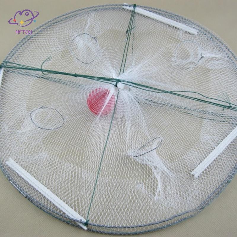 HFTOY 1 Cái Có Thể Gập Lại Câu Cá Cá Cua Mồi Lưới Bẫy 4 Lỗ Crayfish Tôm Hùm Fishnet Đúc Nhúng Lồng 42 * 20cm ~
