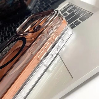 [JLK] Ốp từ tính trong suốt màu cam cho iPhone 17 Air 16 15 14 13 12 11 Pro Max Plus Vỏ giáp PC cứng pha lê siêu mỏng
