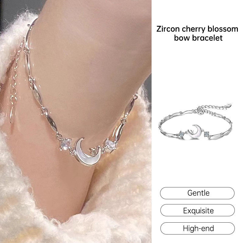 Vòng tay hình ngôi sao hoa anh đào zircon màu hồng, vẻ đẹp quyến rũ và sang trọng