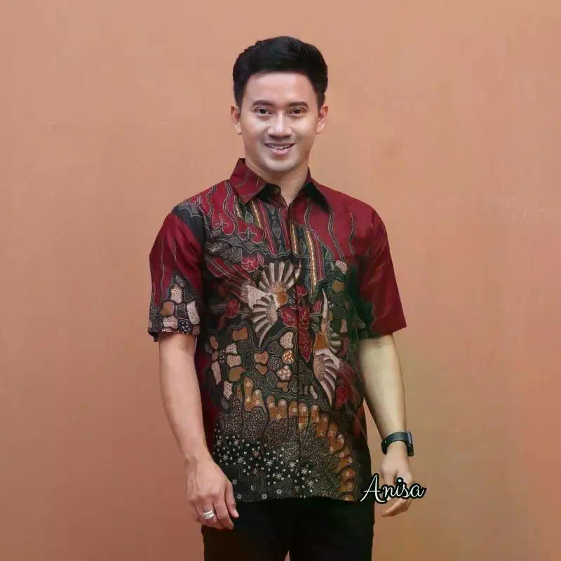Áo sơ mi batik tay ngắn nam dành cho mùa hè 2025, phong cách thời trang Hồi Giáo từ Malaysia và Indonesia, size có sẵn.