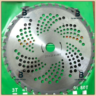 Lưỡi cắt cỏ 255mm phụ kiện lưỡi cưa tròn hợp kim lỗ cốt 25,4mm dùng cho các loại máy cắt cỏ thông dụng