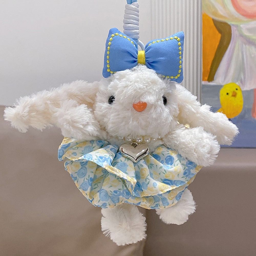 Đồ chơi búp bê sang trọng WOAY, Mặt dây chuyền búp bê thỏ sang trọng nơ, Phim hoạt hình nhồi bông Tai Lop Búp bê Móc khóa Quà tặng