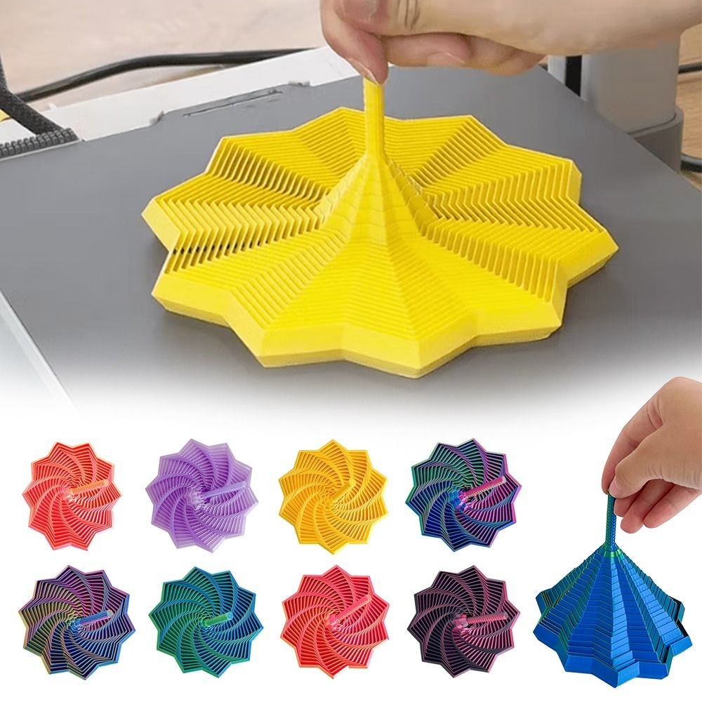 FAVORITEGOODS Ngôi sao Fidget giác quan mở rộng, có tay cầm Lục giác Fidget Fractal xoắn ốc, Đồ chơi thần tài PLA in hình sáng tạo cho văn phòng và trường học