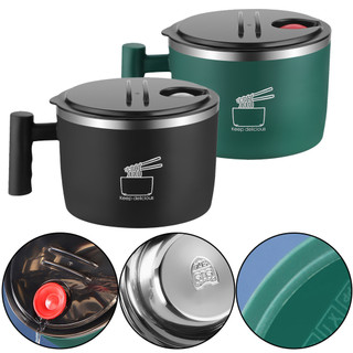 Bát Ramen Inox Dễ Thương Có Nắp 1000ml Mì Ăn Liền Có Tay Cầm Súp Ngũ Cốc Kawaii Chống bỏng Ký Túc Xá Sinh Viên