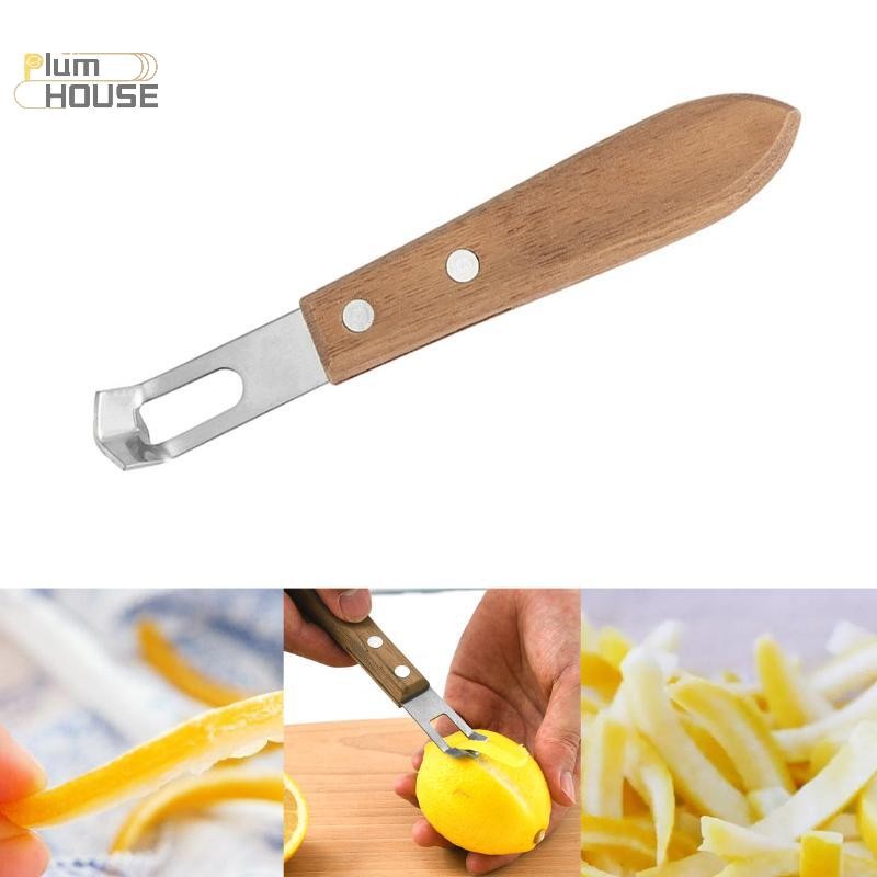 PlumHOUSE 1 Máy gọt vỏ chanh bằng thép không gỉ Dụng cụ gọt vỏ trái cây chống ăn mòn Thân thiện với môi trường Tay cầm gỗ chống rỉ Dụng cụ nhà bếp Dao gọt vỏ VN