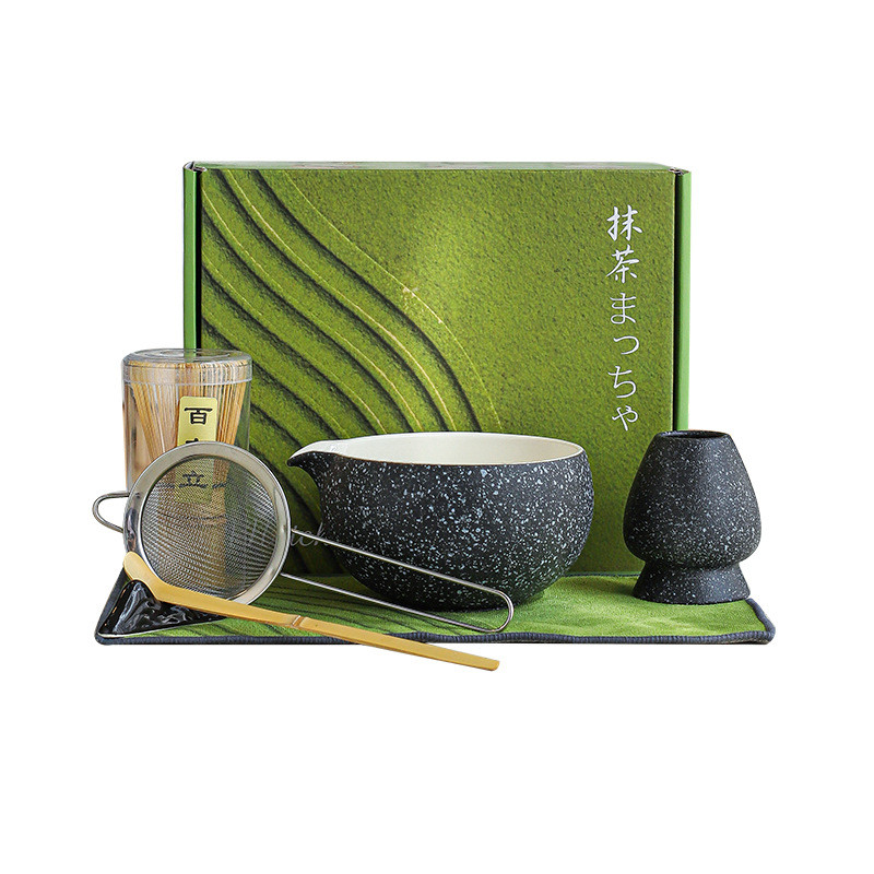 7 Chiếc Cao Cấp Matcha Bộ Trà Lễ Nhật Bản Bát Gốm Đánh Bóng Bộ Quà Tặng Hộp Bát Matcha Có Thìa Sumptuous Dụng Cụ Trà