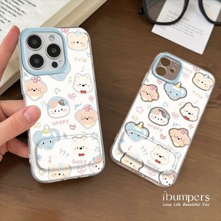 ibumpers Ốp Điện Thoại iPhone Họa Tiết Hoạt Hình Chó Dễ Thương Có Giá Đỡ Gương Trang Điểm Gấp Cho Iphone 11 12 13 14 15 16 Pro Max