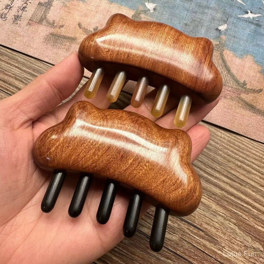 Gỗ Đàn Hương Sừng Đen Massage Lược Dễ Thương Mèo Con Đầu Tai Kinh Tuyến Bàn Chải Toàn Thân Máy Mát Xa Móng Vuốt Tự Nhiên Lược Làm Dày Toàn Bộ Sản Xuất Gỗ
