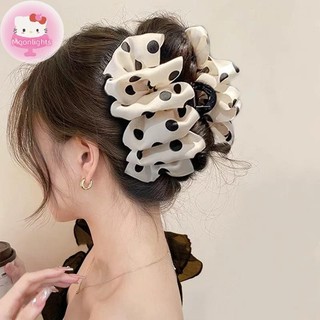 Ánh Trăng Nhăn Chấm Bi Nơ Lớn Vuốt Tóc Kẹp Dành Cho Nữ Thanh Lịch Nơ Đuôi Ngựa Kẹp Mũ Đội Đầu Phụ Kiện Kẹp Hai Mặt EN