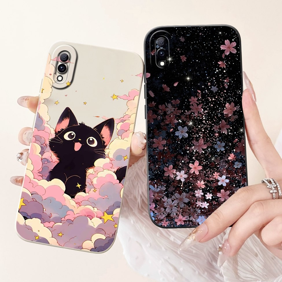 Vivo Y97 Ốp Lưng V1813A Silicon Mèo Dễ Thương Thời Trang Bướm Hoa Yêu Sơn Bao Y97 Vivo Ốp Lưng Điện Thoại V18183T