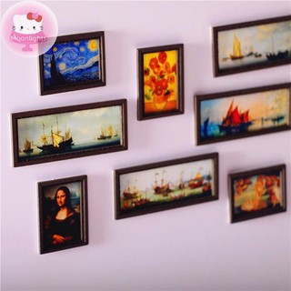 Moonlights Nhà Búp Bê Thu Nhỏ Khung Ảnh Tranh Sơn Dầu Treo Tường Phụ Kiện Nội Thất EN