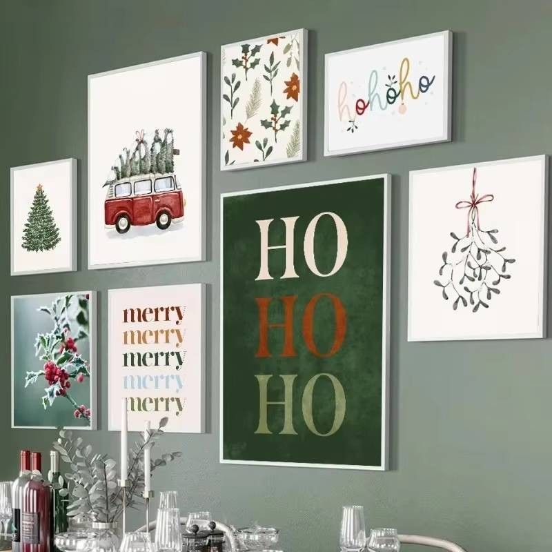 Tranh Canvas Mờ Giáng Sinh Mùa Đông Holly Trang Trí Tường Nhà
