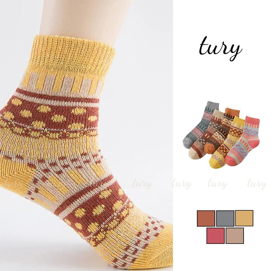 Tất Vớ Len Unisex Nam Nữ - Tury - Vớ Tất Len Nam Nữ Cổ Cao Thổ Cẩm - TV004