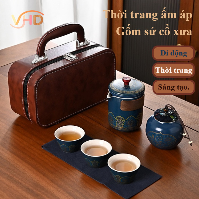 Bộ trà gốm cổ điển Vintage thanh lịch cho du lịch và tặng quà Logo tùy chỉnh/nhiều màu sắc