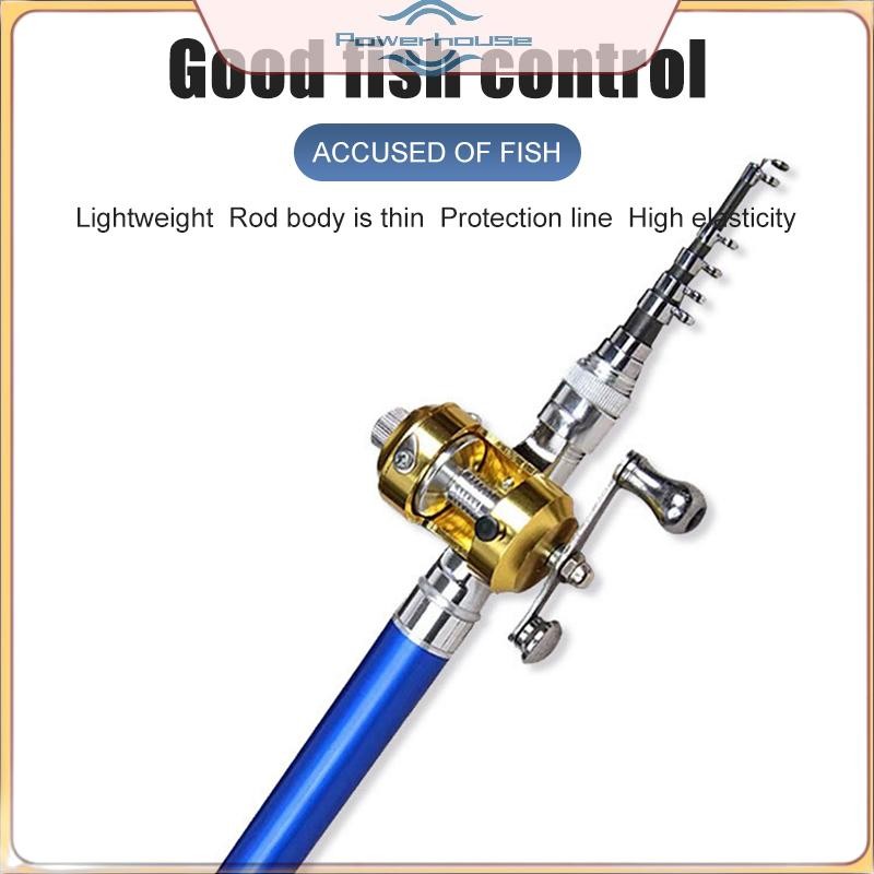 POWER Siêu Ngắn Thanh Bỏ Túi Thép Thanh Câu Cá Micro Nhỏ Cần Câu Cá 1m 1.4m 1.6 Trống Cuộn Đá Câu Cá.