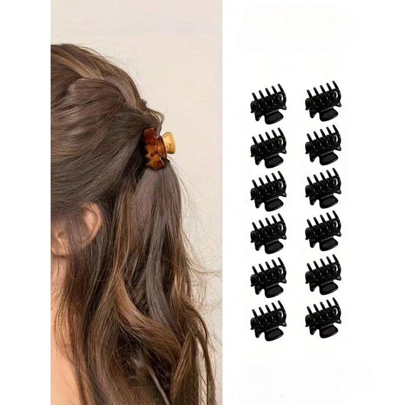 12 Chiếc 3CM Nữ Kích Thước Nhỏ Đơn Giản Nổ Kẹp Tóc Hình Vuông Phù Hợp Với Màu Nâu Đen Mini Phụ Kiện Tóc Để Mặc Hàng Ngày Móng Vuốt Tóc Kẹp Tóc Kẹp Hàm Tóc Kẹp Tóc Kẹp Tóc
