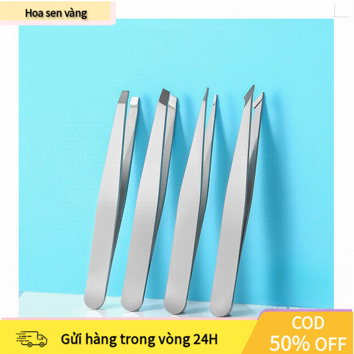 【24H】Bộ 4 Nhíp Nhổ Lông Mày Chất Lượng Cao, Thép Không Gỉ 304 Bền, Chuyên Nghiệp, Thích Hợp Nhổ Lông Nhỏ Ngắn, Lý Tưởng