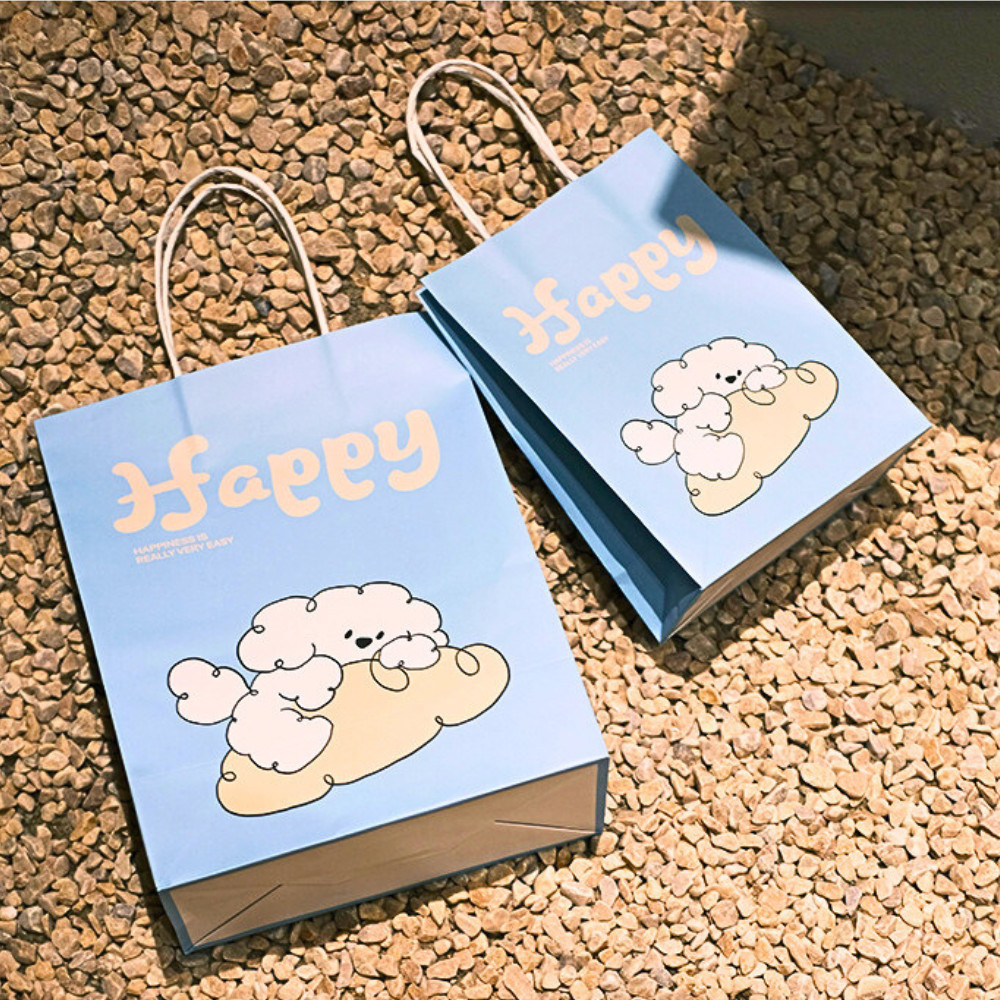 Túi giấy Happy xanh 2 size TU74 Đựng quà, mỹ phẩm, thời trang, đồ ăn cho bạn nữ, bạn gái