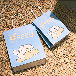 Túi giấy Happy xanh 2 size TU74 Đựng quà, mỹ phẩm, thời trang, đồ ăn cho bạn nữ, bạn gái