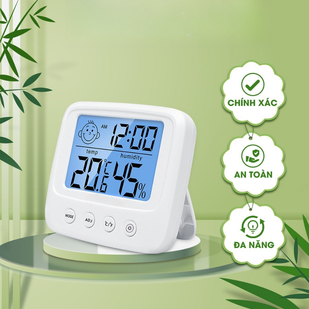 Nhiệt kế 3 trong 1: đo nhiệt độ, độ ẩm phòng ngủ | An toàn cho bé, chính xác & tiện dùng