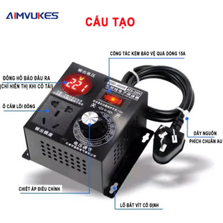 AIMVUKES Bộ điều chỉnh tốc độ và công suất thiết bị điện công suất cao đa chức năng Một pha 220V AC 4000W
