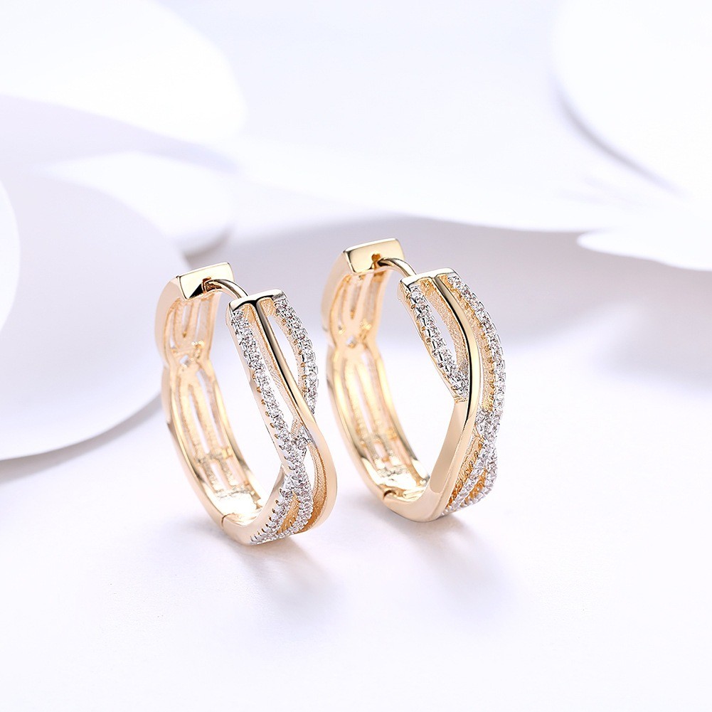 Bông tai kẹp nữ từ bạc 925 mạ vàng 18K với đá zircon sáng tạo