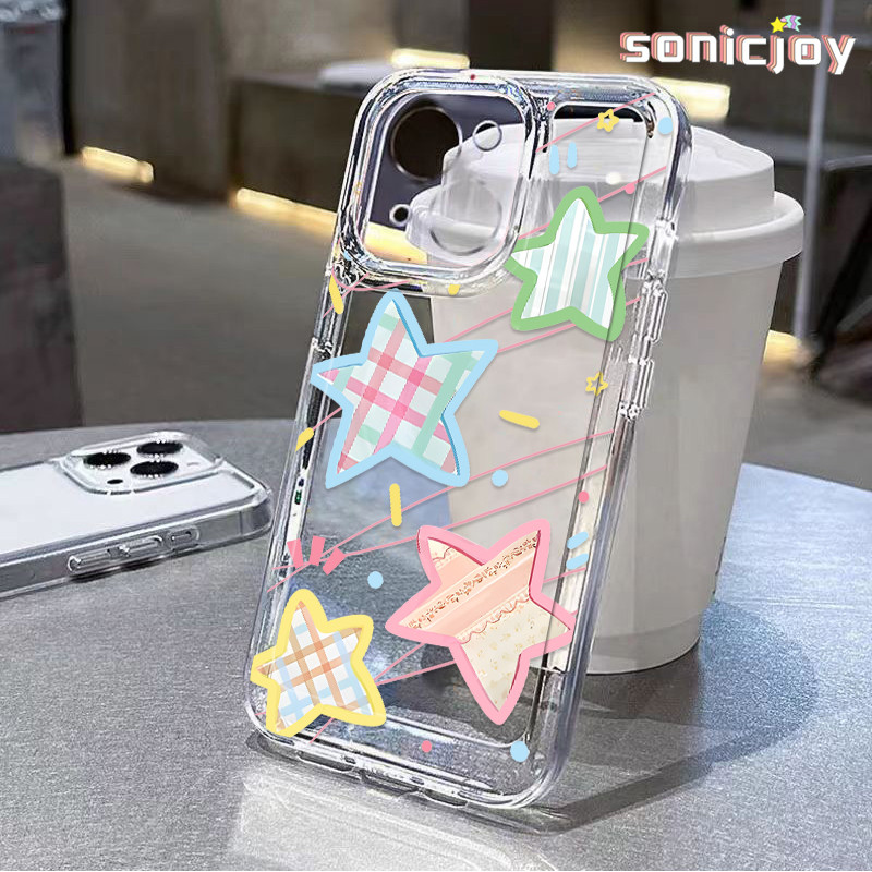 Ốp Điện Thoại Ngôi Sao Cá Tính Thích Hợp Cho IPhone 11 12 13 14 15 16 Pro Max X XR XS Max 7Plus 8Plus Ốp Silicon Trong Suốt Thời Trang-SY