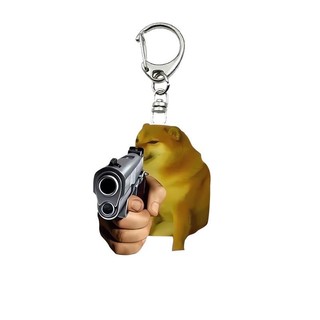 Creative Internet Celebrity Cheems Meme Cute Warrior Cheems Keychain Funny Cheemsburger Expression Key Chain Pet Dog Pen