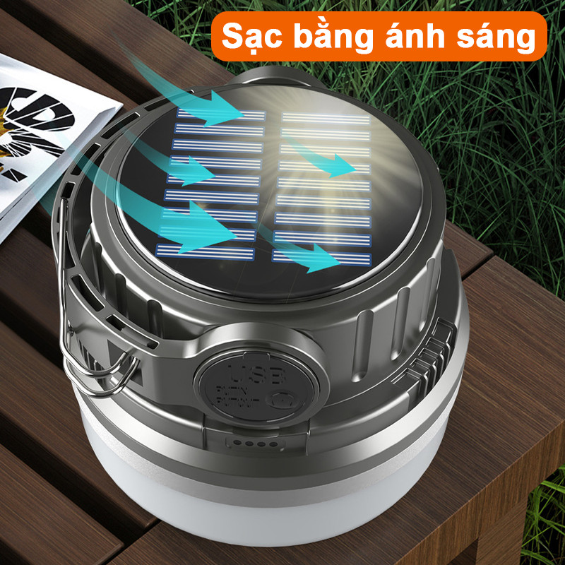 Đèn LED Camping Tích Điện Ngoài Trời – Ánh Sáng Trắng Siêu Sáng, Sạc USB, Thiết Kế Hiện Đại Dễ Mang Theo