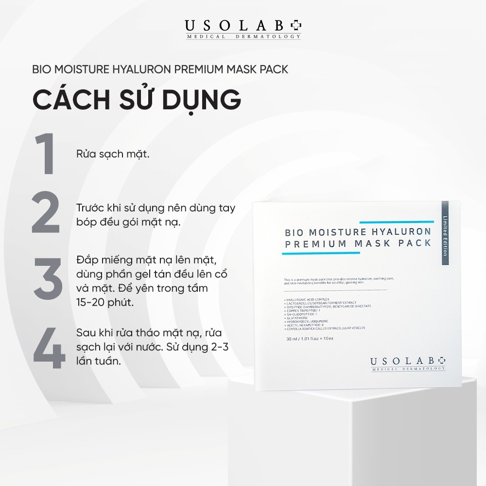 [HÀNG CÔNG TY] Mặt Nạ Hyaluronic Cấp Nước Tức Thì USOLAB Bio Moisture Hyaluron Premium Mask Pack 30ml