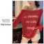 Milyfashion Đỏ xiên Vai Chữ In Hình Mùa Hè Rời Dài Tay Ôm Hơn Nhìn Chống Nắng