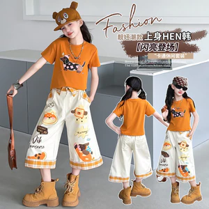 Áo thun in hình chó hoạt hình bé gái mùa hè phong cách mới cho trẻ em Slim-fit phù hợp với hàng đầu
