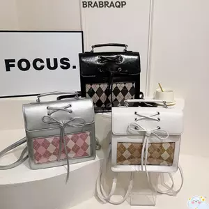 Ba lô BRAAA Ita, Túi đeo chéo có túi trong suốt màu bạc, Túi đi học thời trang Bông tai ngọt ngào dung tích lớn dành cho nữ