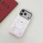 Ốp lưng iPhone kẻ sọc màu hồng Bichon Frise Puppy có bánh & Tulip Vỏ điện thoại chống rơi 2 trong 1 bảo vệ toàn thân cho iPhone16 Pro Max / 16PLUS / 16PRO / 17 / 15 14 13 12 11