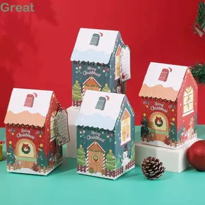 TUYỆT VỜI 10 Chiếc Hộp Quà Giáng Sinh, Túi Kẹo Hình Ngôi Nhà Giấy Kraft, Mặt Dây Chuyền Thẻ Dễ Thương Navidad Xmas Trang Trí Hộp Đóng Gói Giáng Sinh Vui Vẻ
