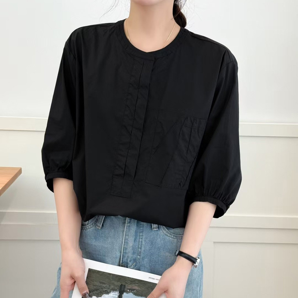 Áo Sơ Mi Nữ Cotton Cao Cấp Mùa Hè Mới Đơn Giản Niche Commuter Sang Trọng